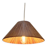 Vintage wicker or rattan conical pendant light from the 70s and 80s, bohemian chic