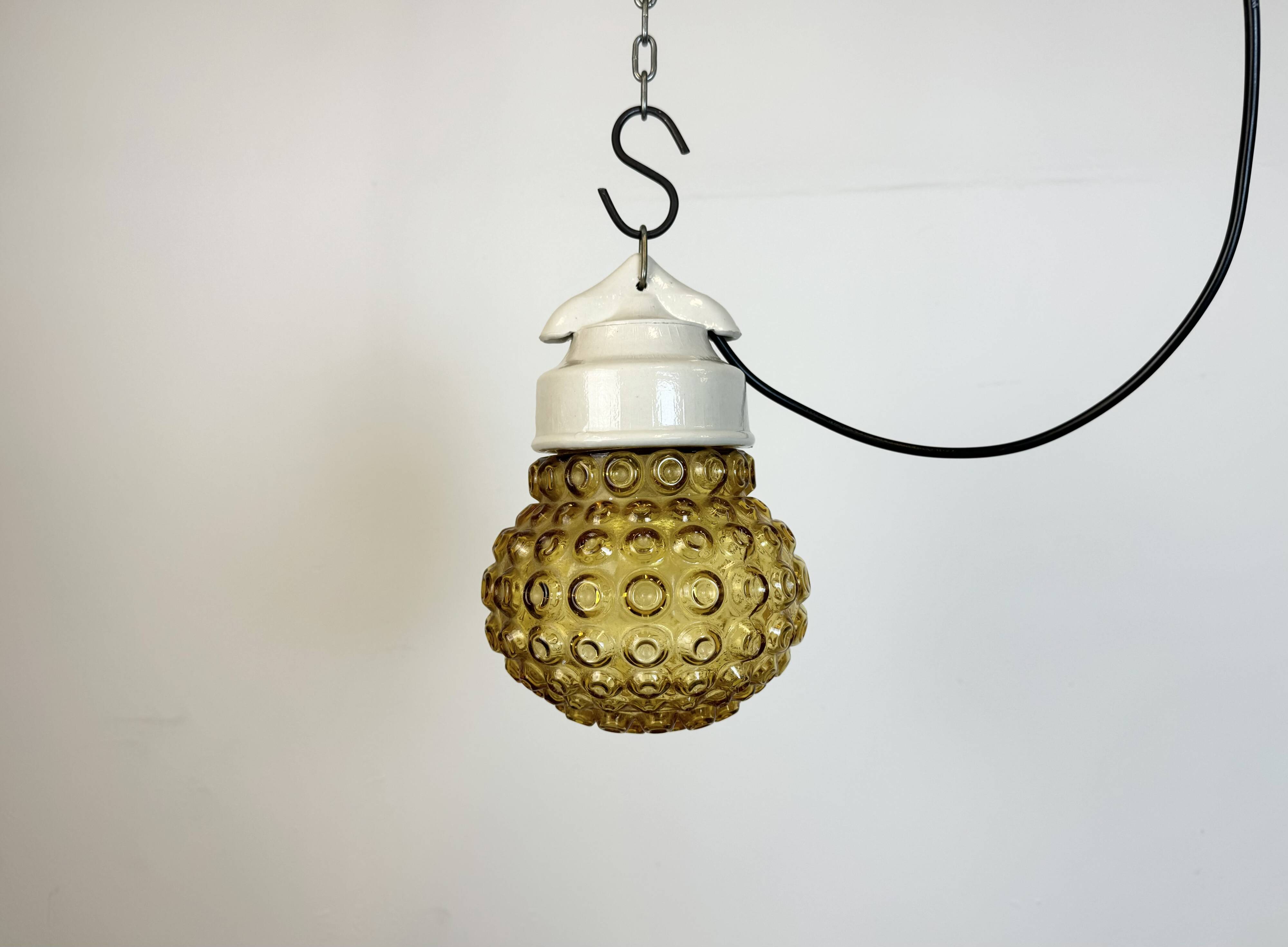 Vintage White Porcelain Pendant Light, 1970s