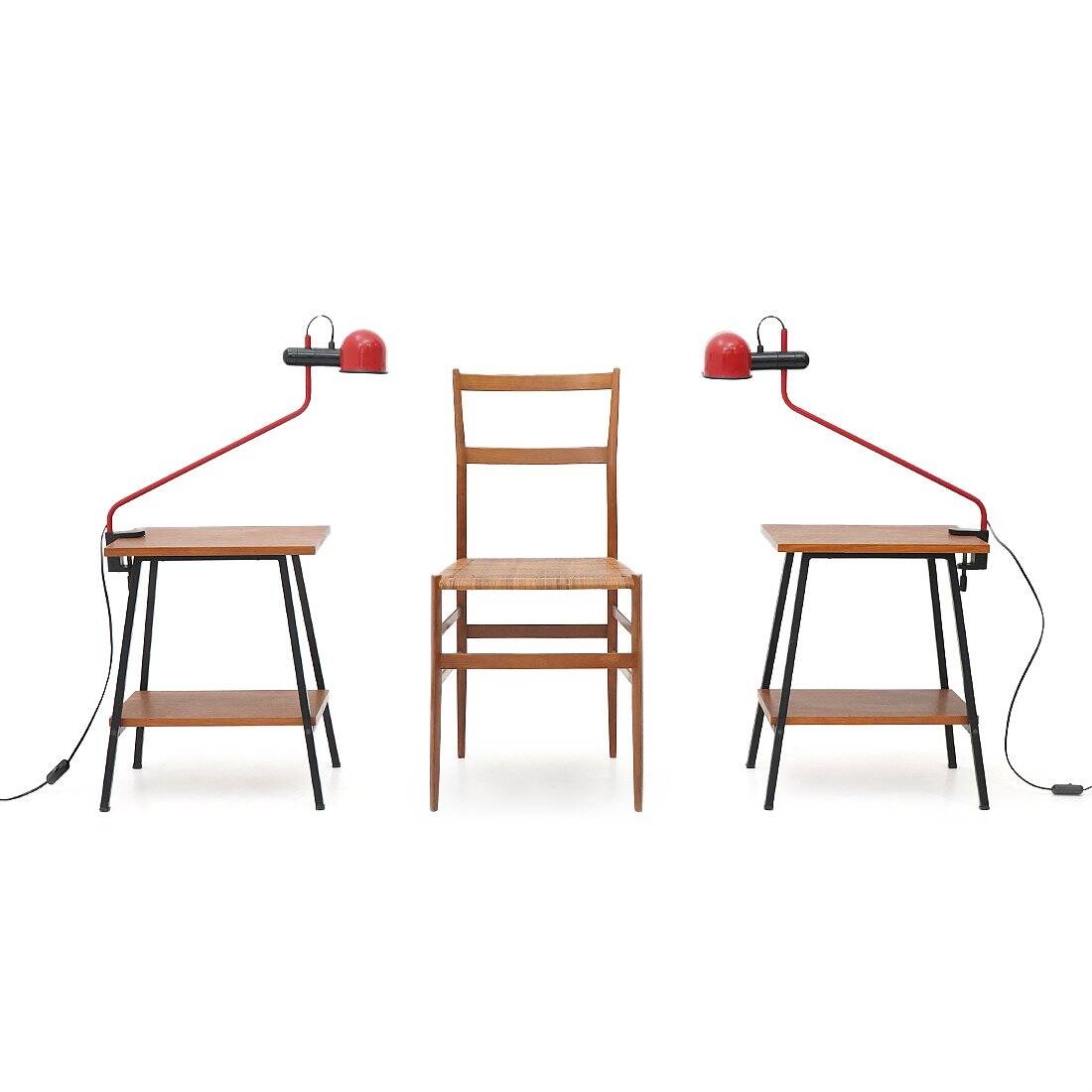 Lampe à pince métallique rouge de F. Fabbian, années 1980