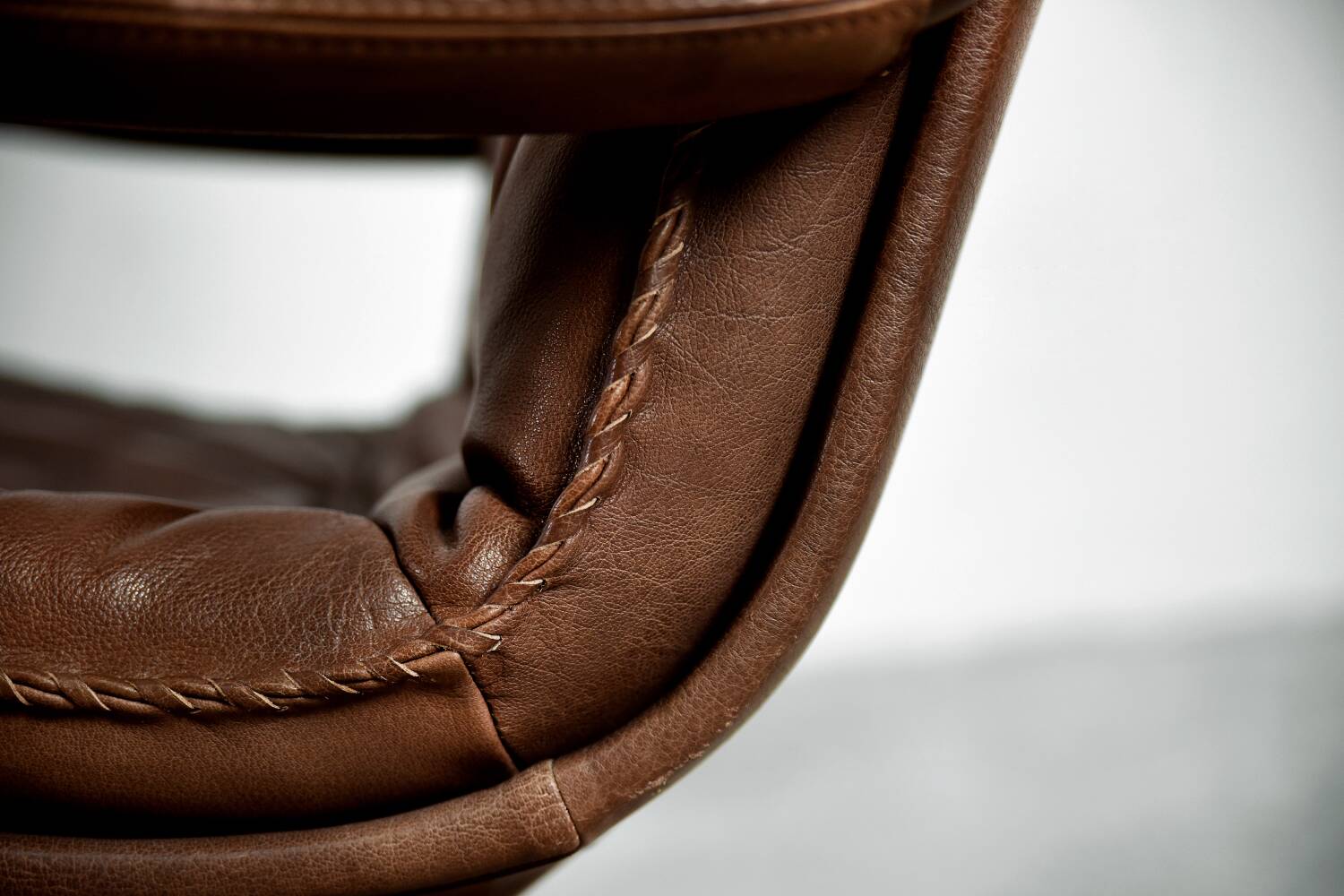 Vintage Mid-Century Danish Modern Leather Adjustable Easy Chair and Ottoman
