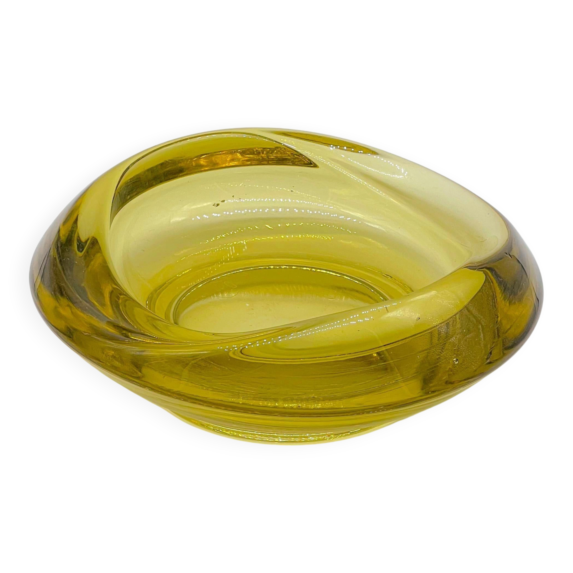 Bright Yellow Murano Sculptural Bowl , perfect to decorate your coffee tables !