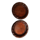 Pair of turned and carved wooden bottle coasters from the 1950s.