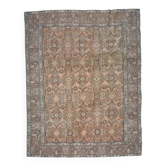 Tapis d'aire vintage persan fait main en laine et coton marron clair des années 1960 289x376