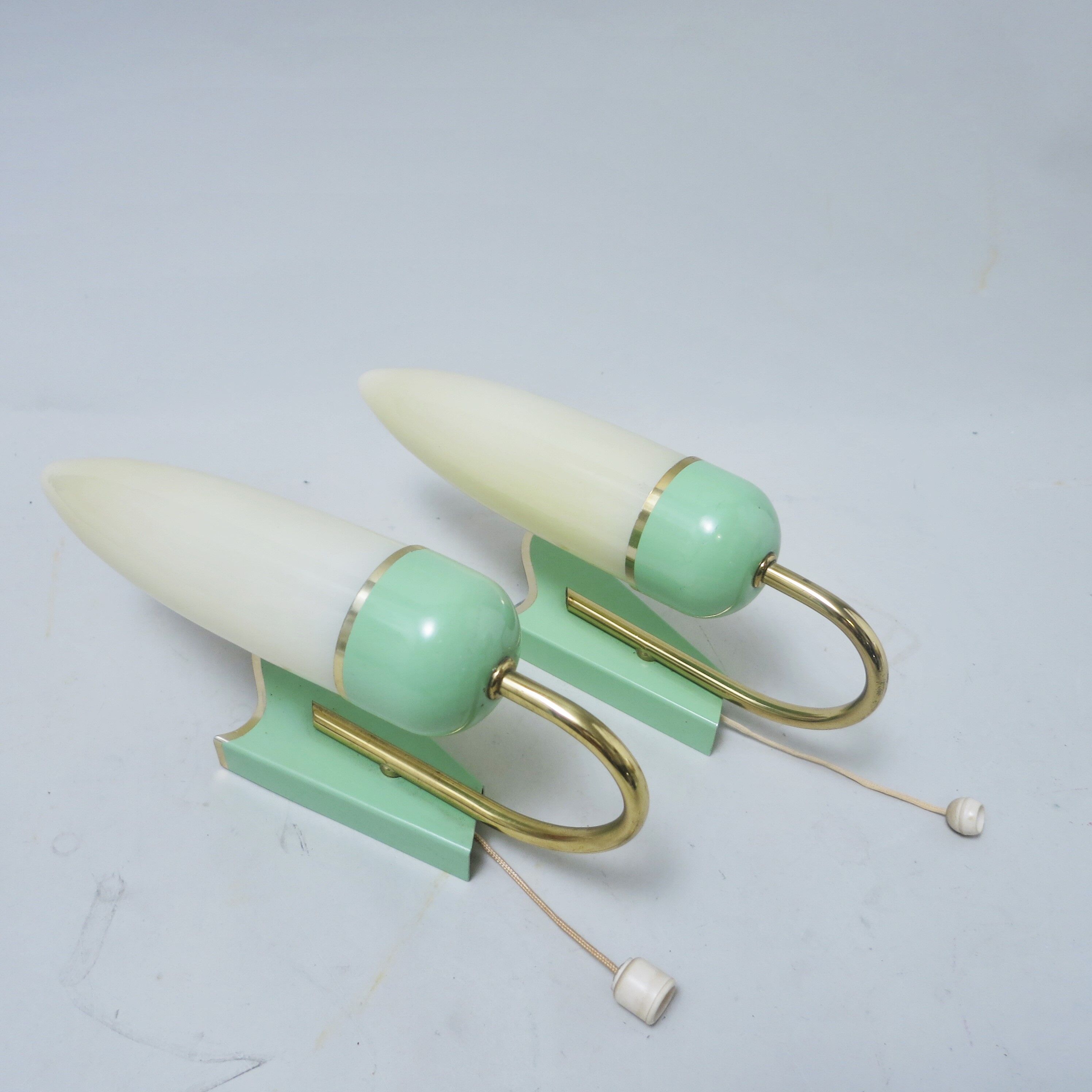 Pair of italian 50's pale green and gold