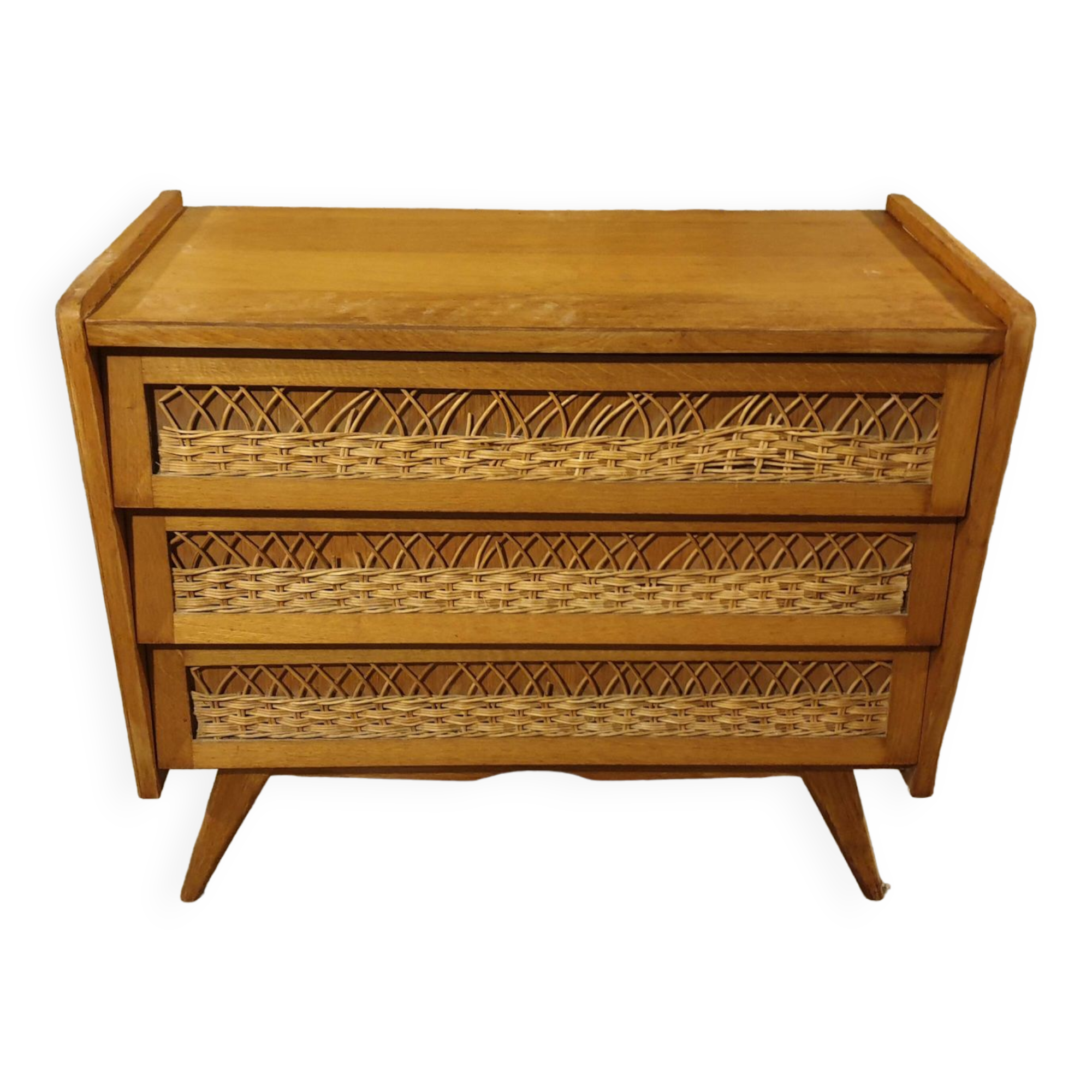 Vintage sixties rattan chest of drawers