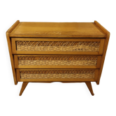Vintage sixties rattan chest of drawers