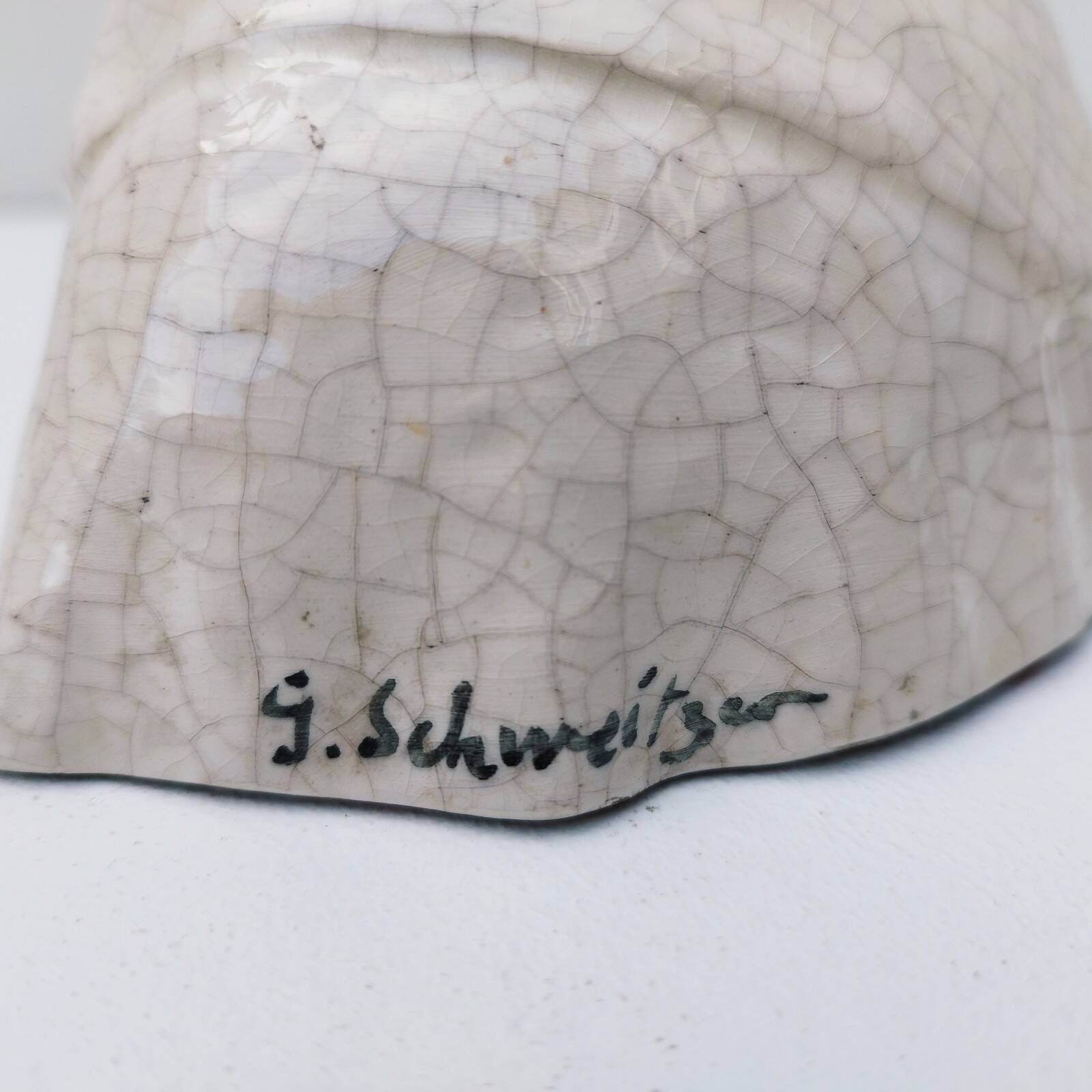 Buste céramique craquelé Gaston schweitzer vintage