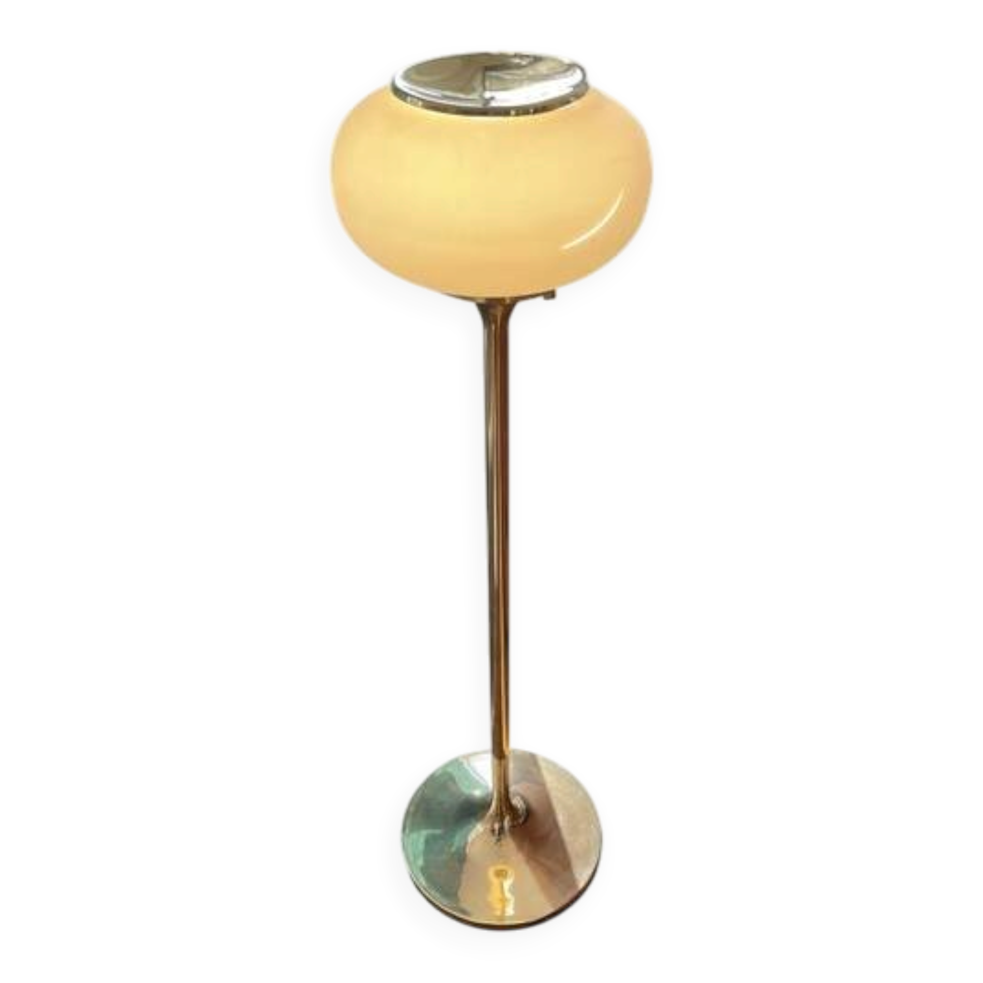 Art Deco floor lamp in brass and opaline glass - 130 cm