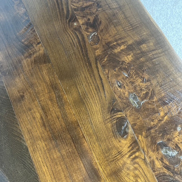Rustic solid wood coffee table, Wabi-Sabi style, 1970s.