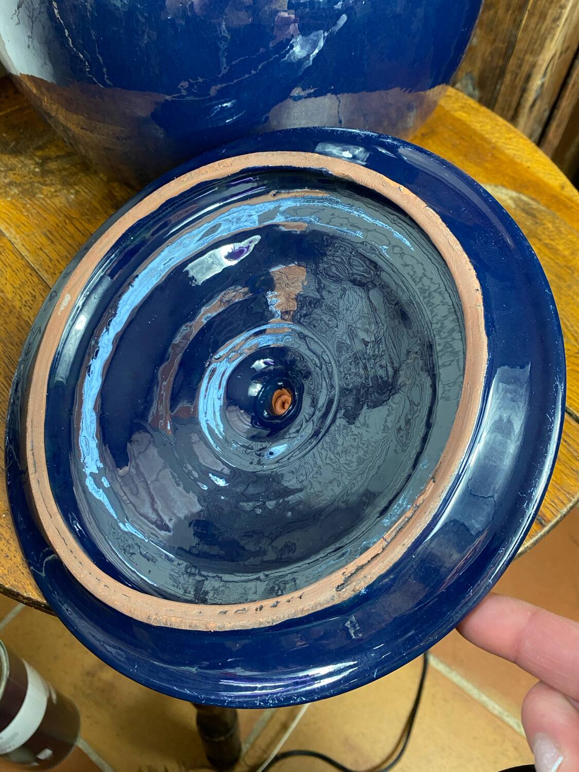 Casserole, enamelled refractory clay pot.