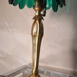Chiseled golden bronze lamp, art nouveau, art deco with pretty tulip original 33x15 electricity ok