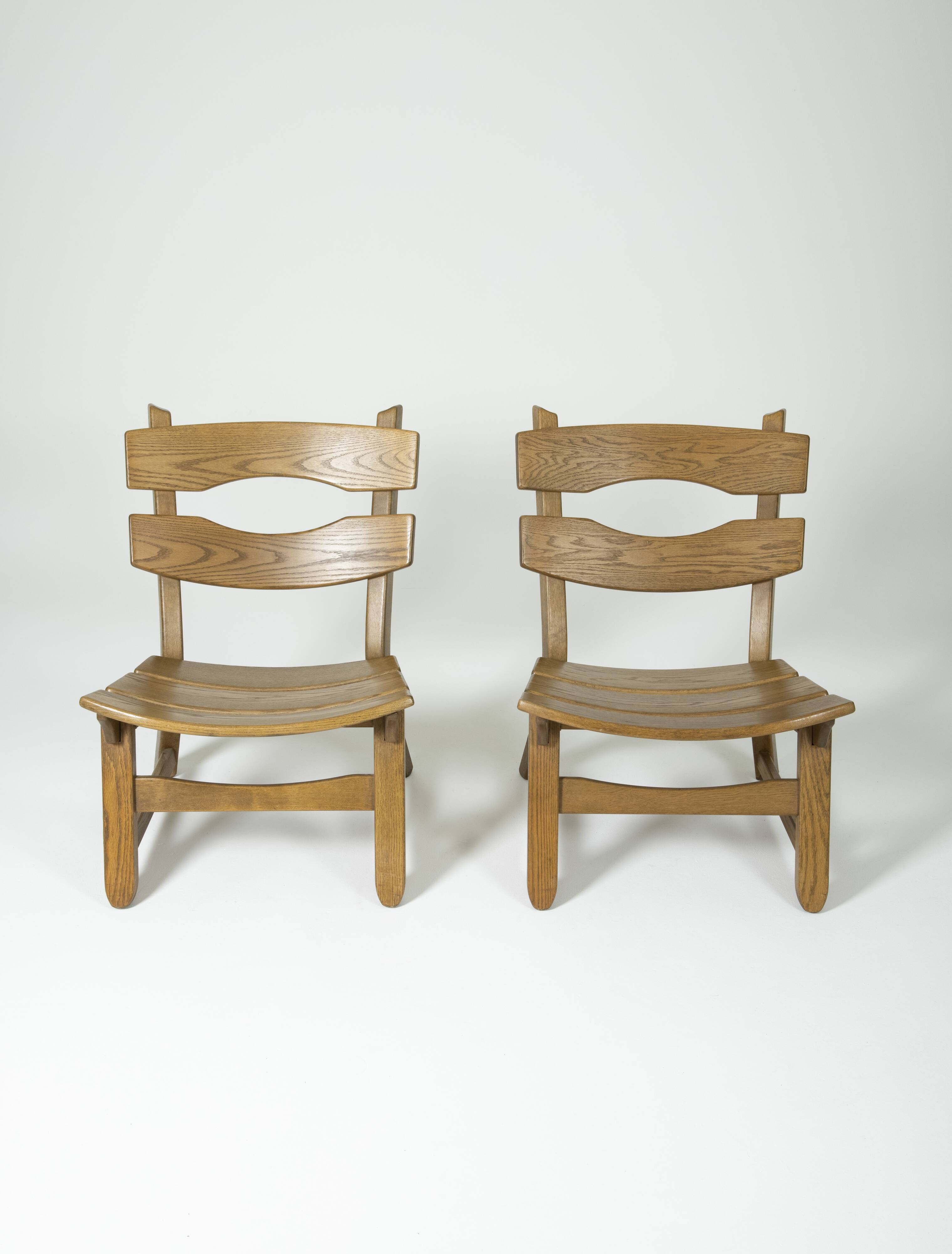 Pair of brutalist oak chairs by Dittmann & Co for Awa Radbound, 1960s