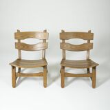 Pair of brutalist oak chairs by Dittmann & Co for Awa Radbound, 1960s