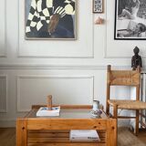 Vintage pine and glass coffee table