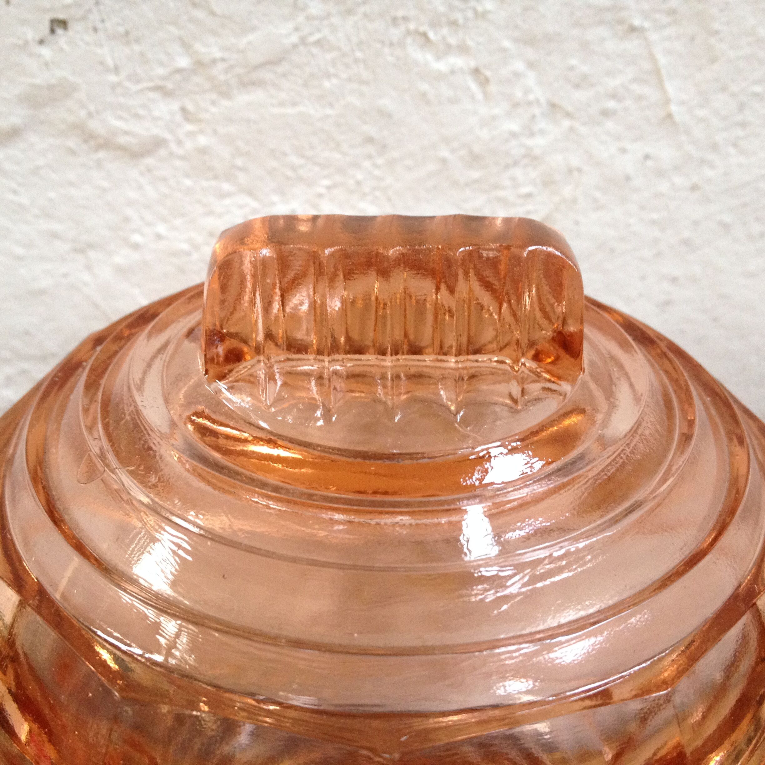 Art Deco candy in pink glass