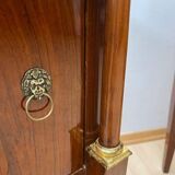 Empire Nightstands in Walnut with Full Columns in Gilt Brass, Italy, 1810, Set of 2