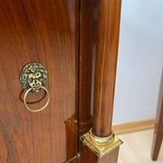 Empire Nightstands in Walnut with Full Columns in Gilt Brass, Italy, 1810, Set of 2