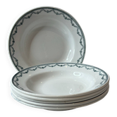 Set of 6 deep plates Saint Amand with floral garland decoration.