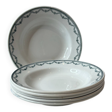 Lot de 6 assiettes creuses Saint Amand décor guirlandes fleuries