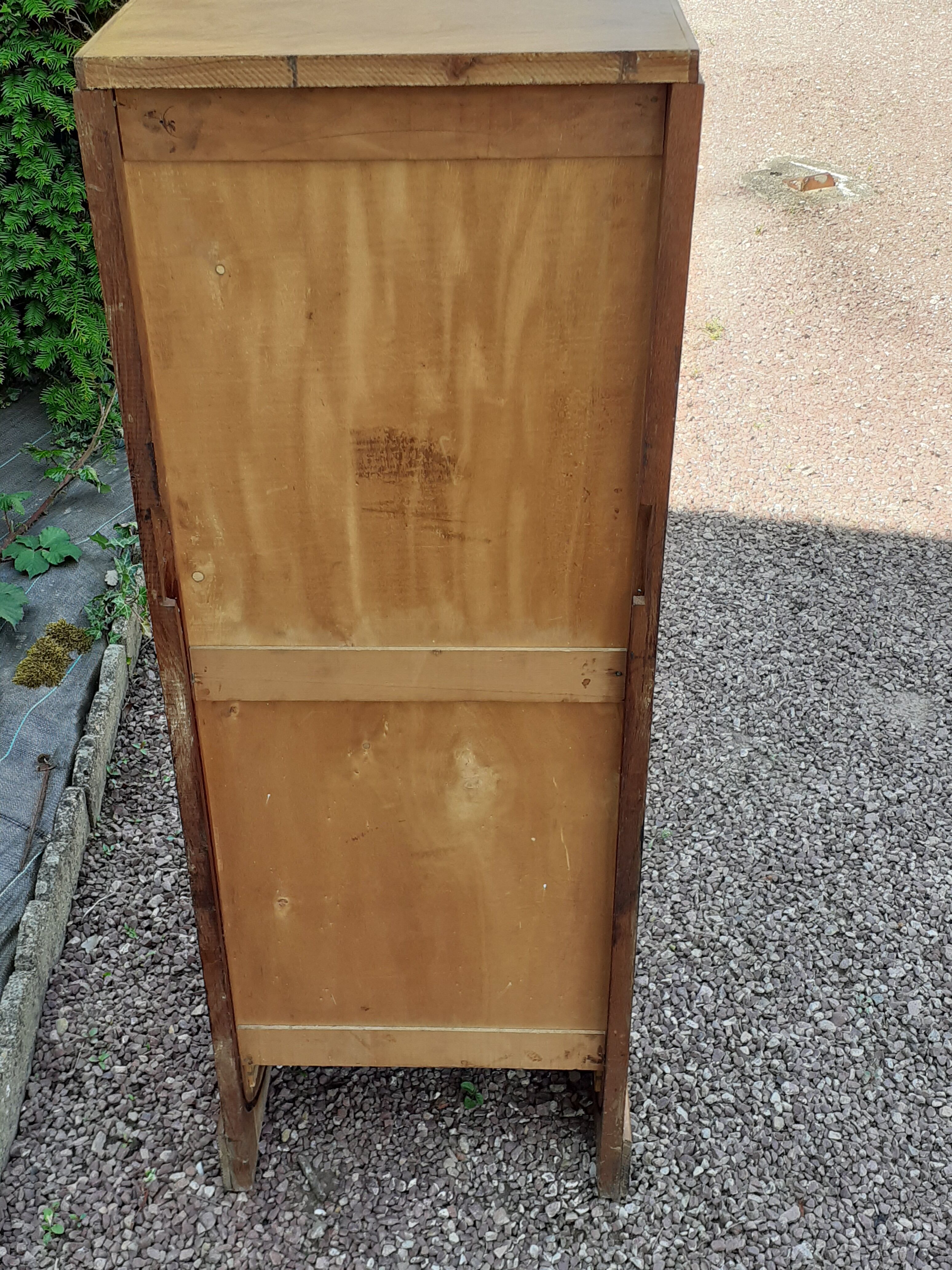 Storage cabinet locker with old wooden curtain