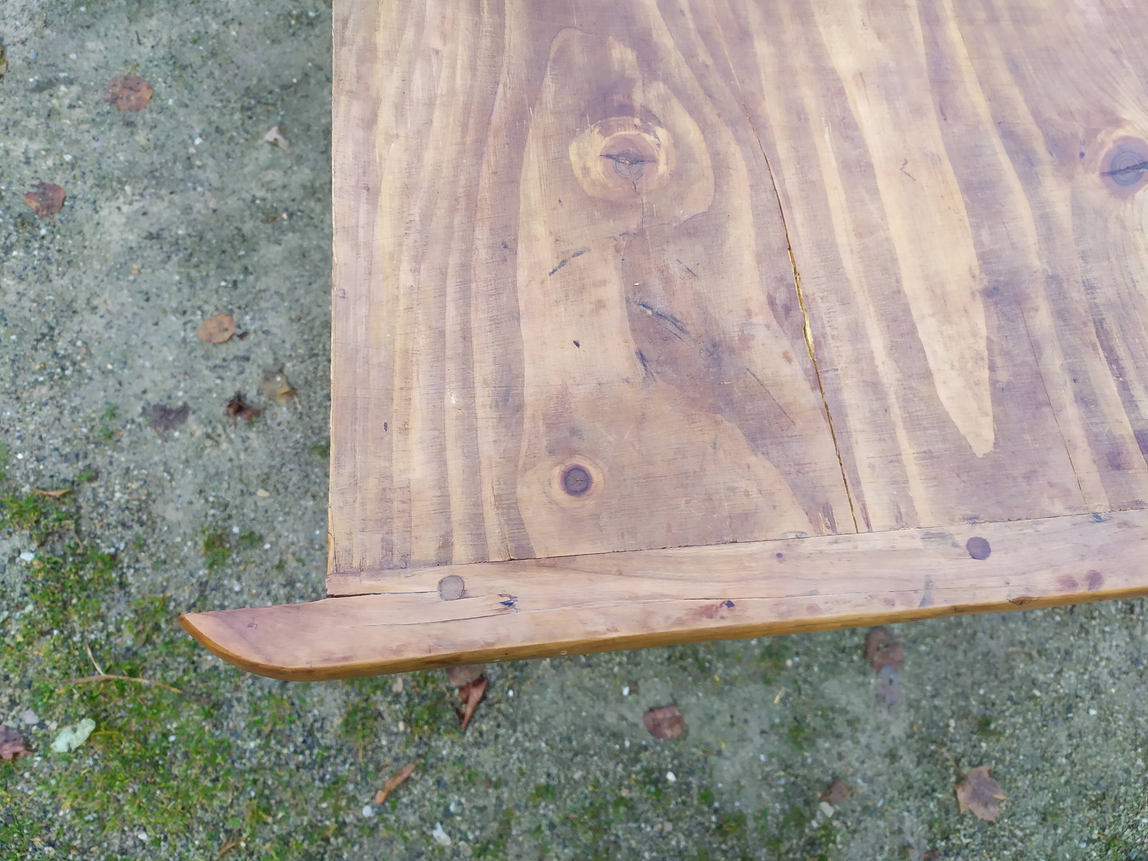 Cherry farm table, turned legs, 2 extensions