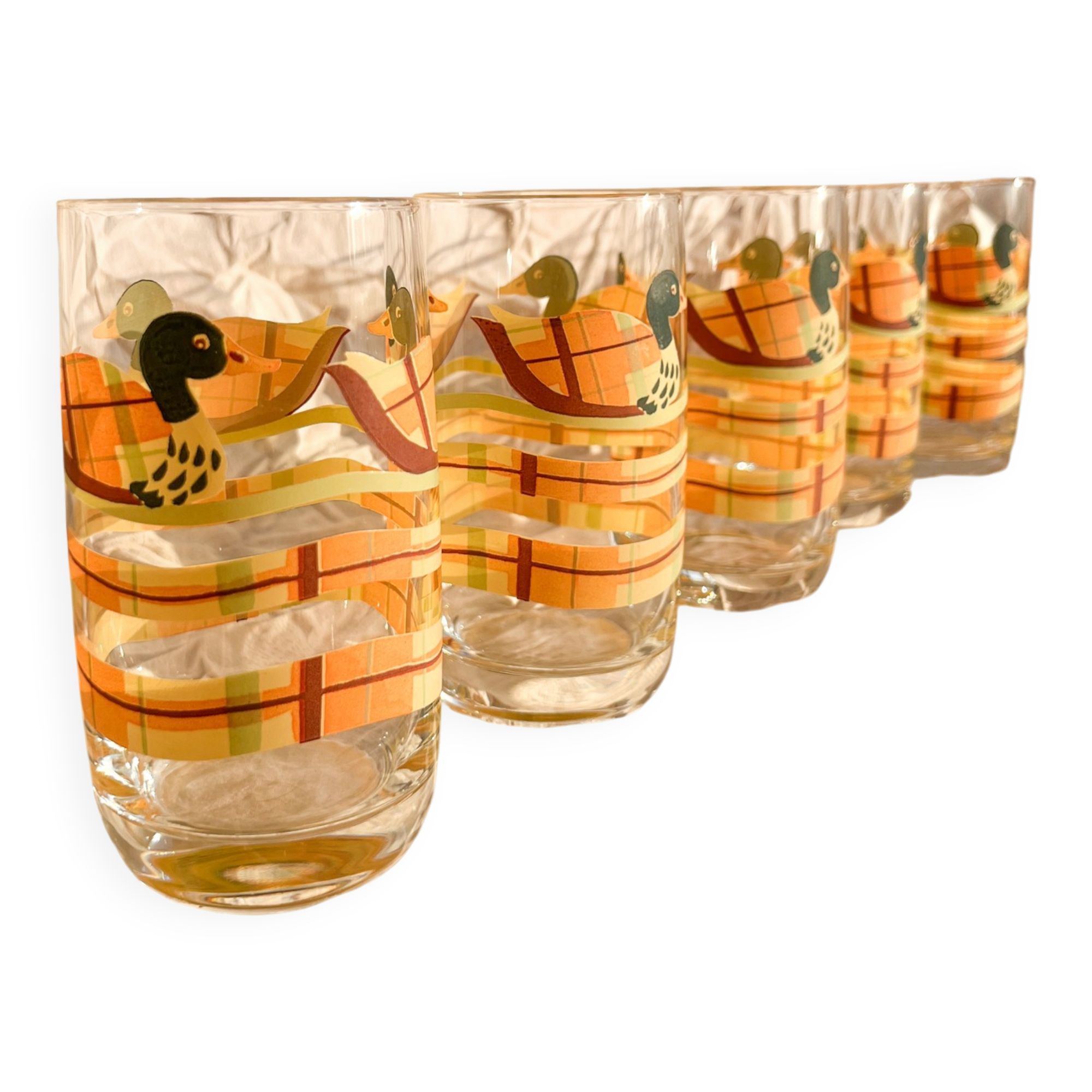 5 verres « canards colverts », années 70