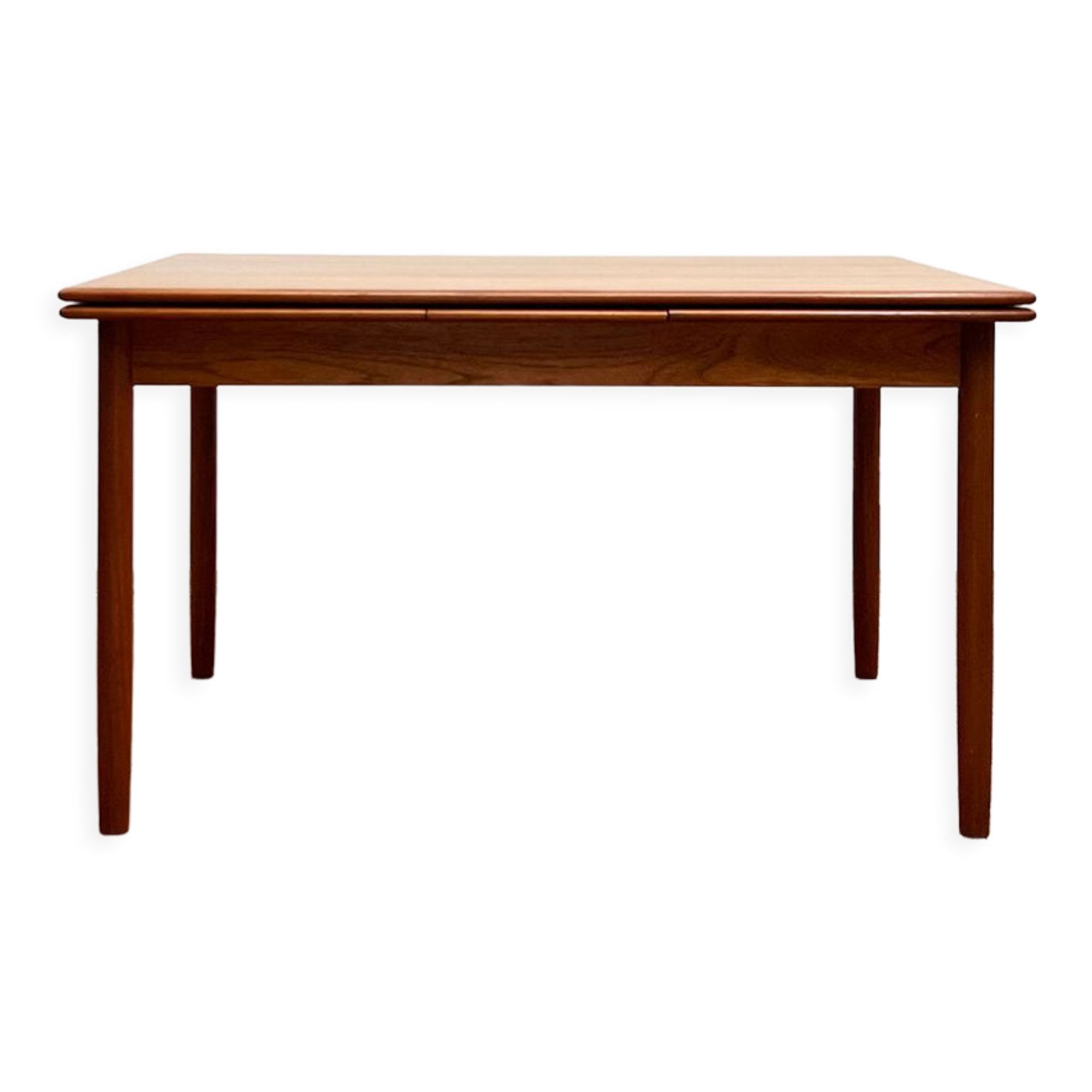 Extendable mid century teak dining table with pull out leaves, denmark, 1950s