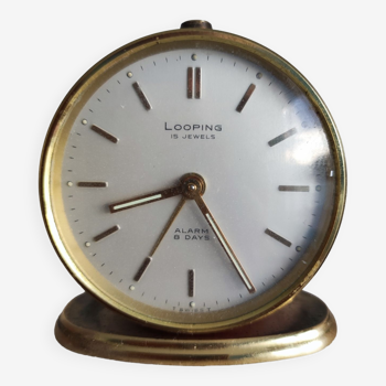 Vintage Mechanical Travel Alarm Clock Looping 15 Jewels