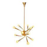 Lustre italien en laiton du milieu du siècle, années 1960