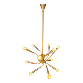 Lustre italien en laiton du milieu du siècle, années 1960