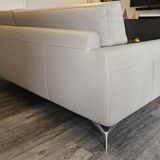 Roche Bobois grey leather 3-seater sofa