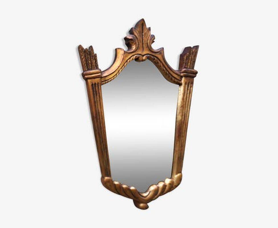 Art Deco mirror in carved wood with gilding, 1950