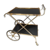 Vintage brass rolling side table, SGDG 1976