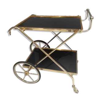 Vintage brass rolling side table, SGDG 1976