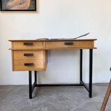 Modernist 50s oak metal desk