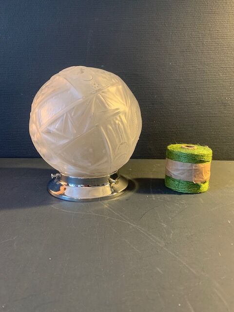 Antique art deco lamp, molded glass globe lamp 1930, France