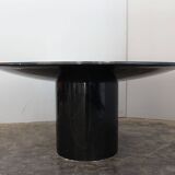 Black lacquered glass table and glass in the hoof style, Italy.