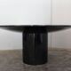 Black lacquered glass table and glass in the hoof style, Italy.