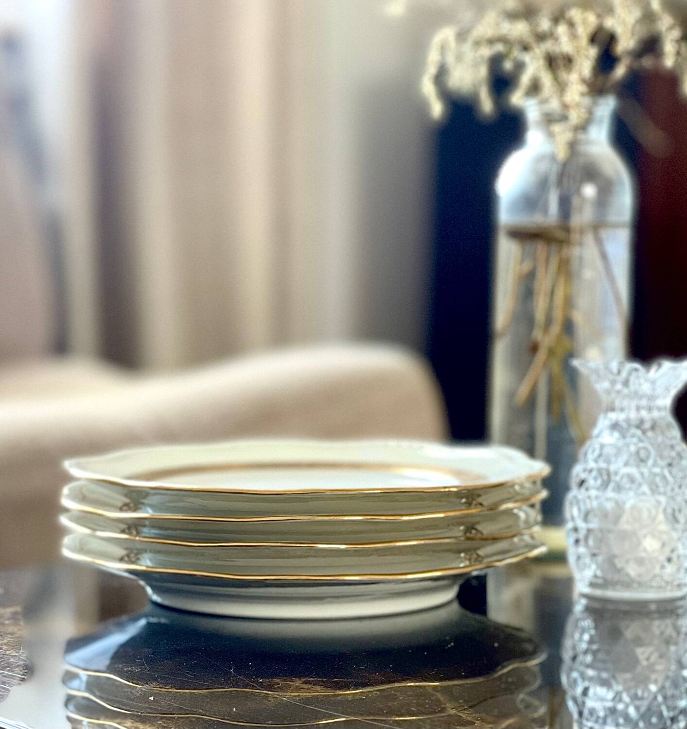4 Nardon Lafarge porcelain dessert plates