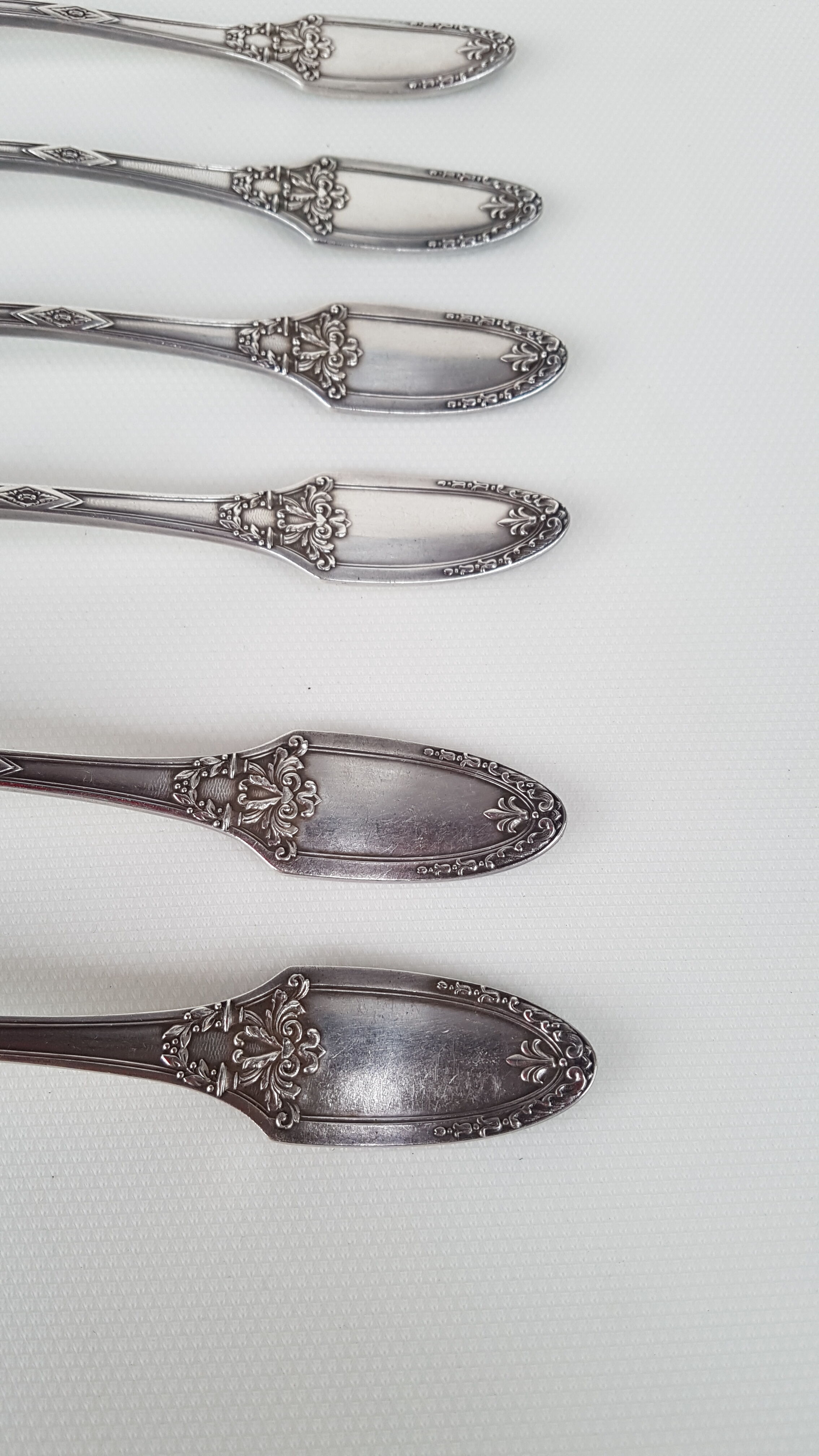 6 silver metal soup spoons by Boulenger, beginning 20th century