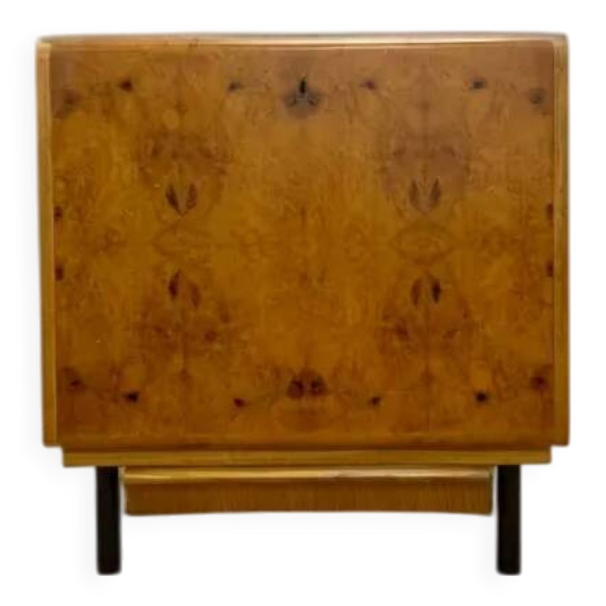 Vintage Czech Burr Walnut Bar Cabinet 1950s