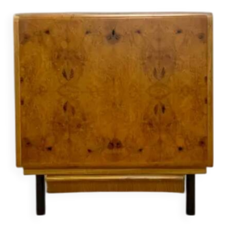 Vintage Czech Burr Walnut Bar Cabinet 1950s