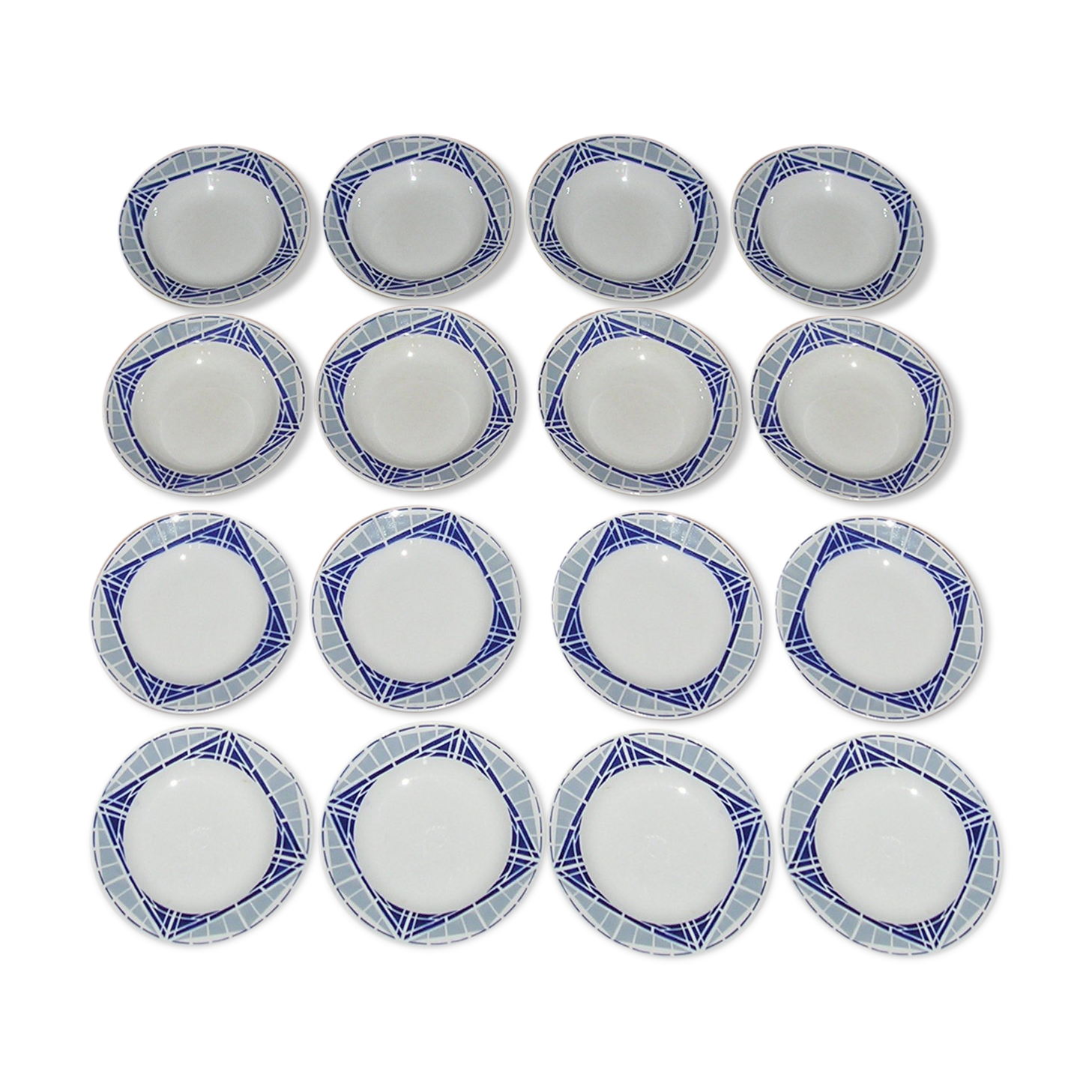 8-person St Amand tableware with Art Deco geometric patterns