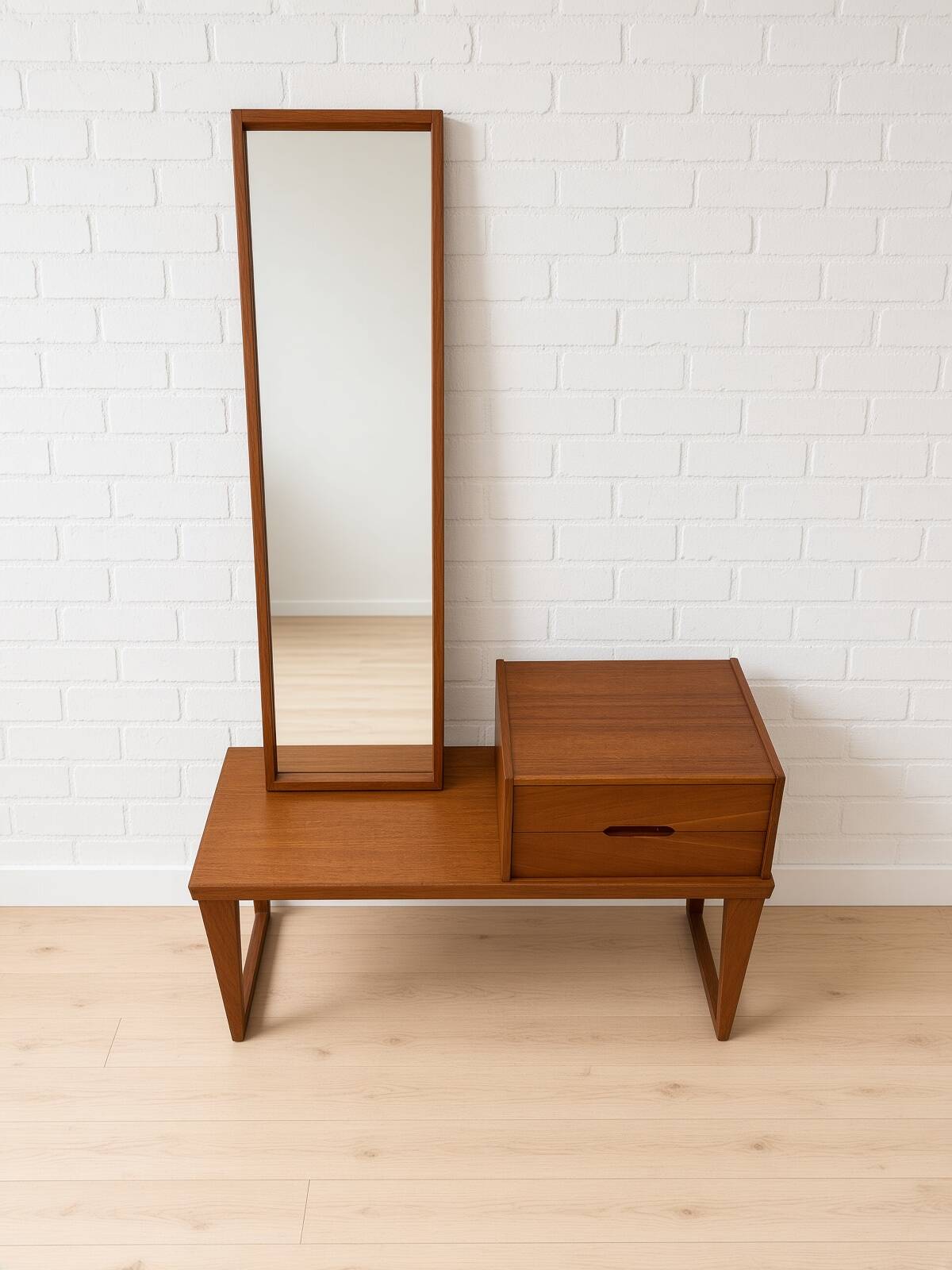 Bench and Mirror in Teak by Kai Kristiansen for Aksel Kjersgaard, 1960s