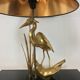 Heron lamp, golden brass animal style
