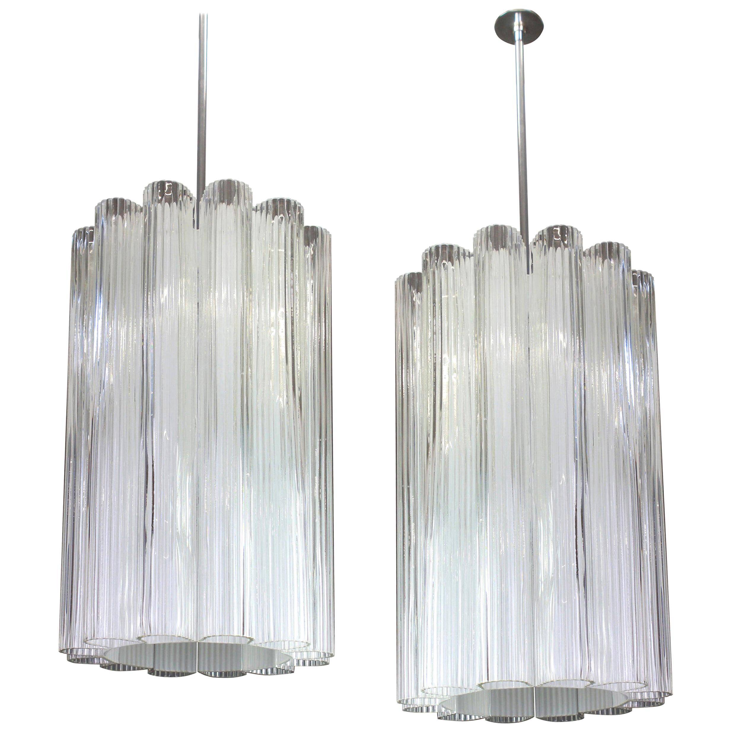 Cylindrical suspension with crystal glass by Doria, Germany, 1960s