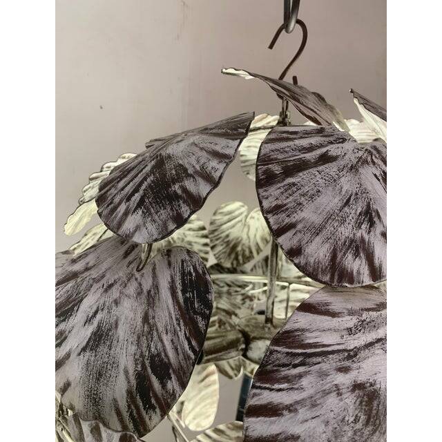 Contemporary brunito end white leaves sphere suspension pendant