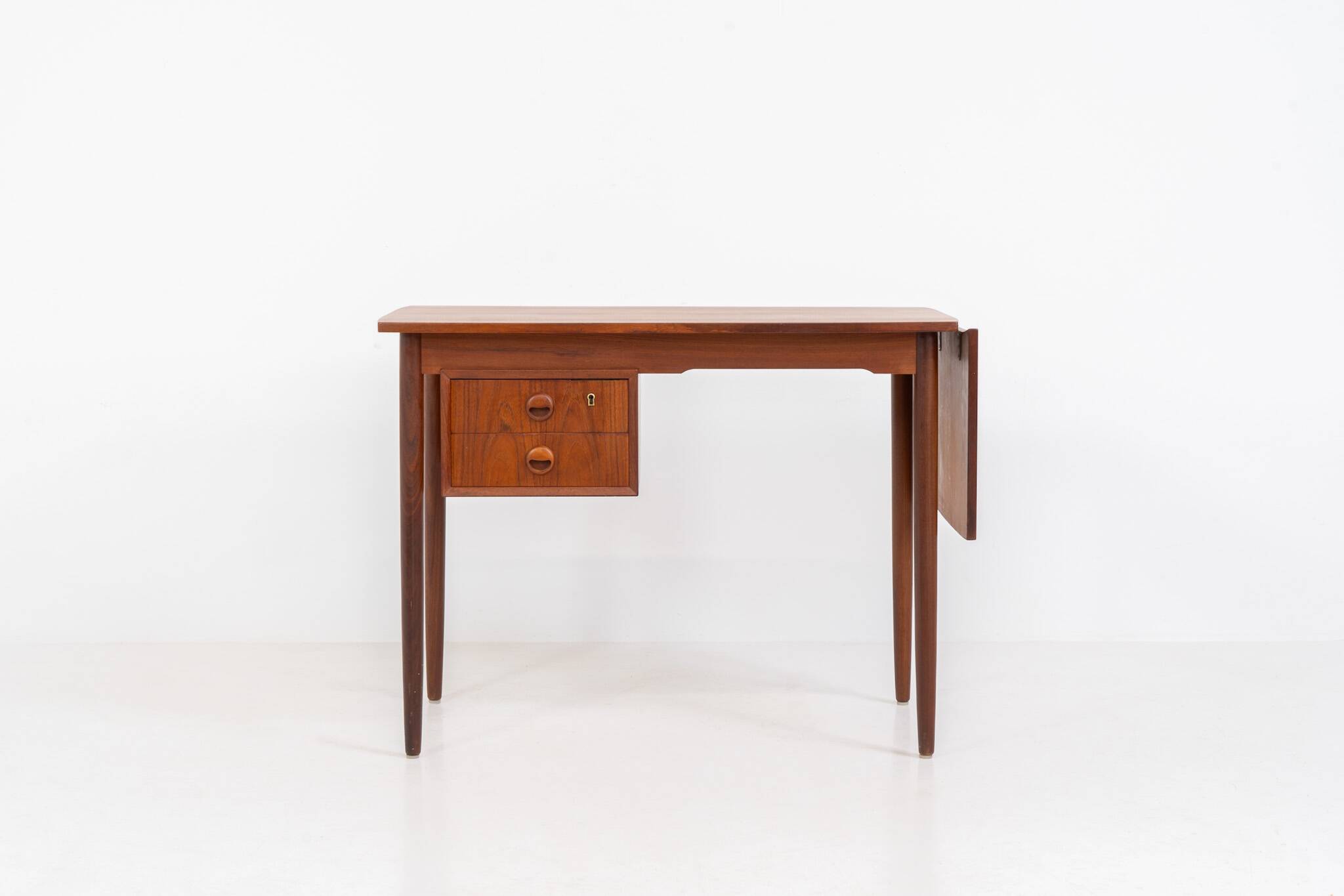 Teak drop-leaf desk