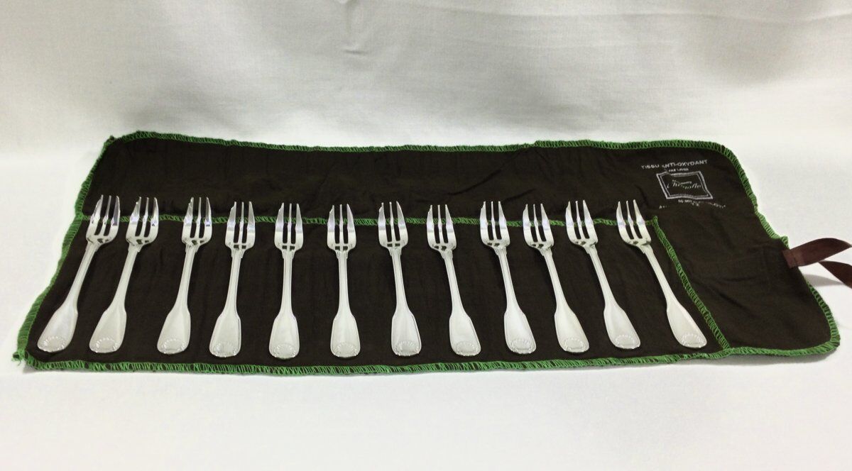 12 vendôme cake forks old size, Christofle