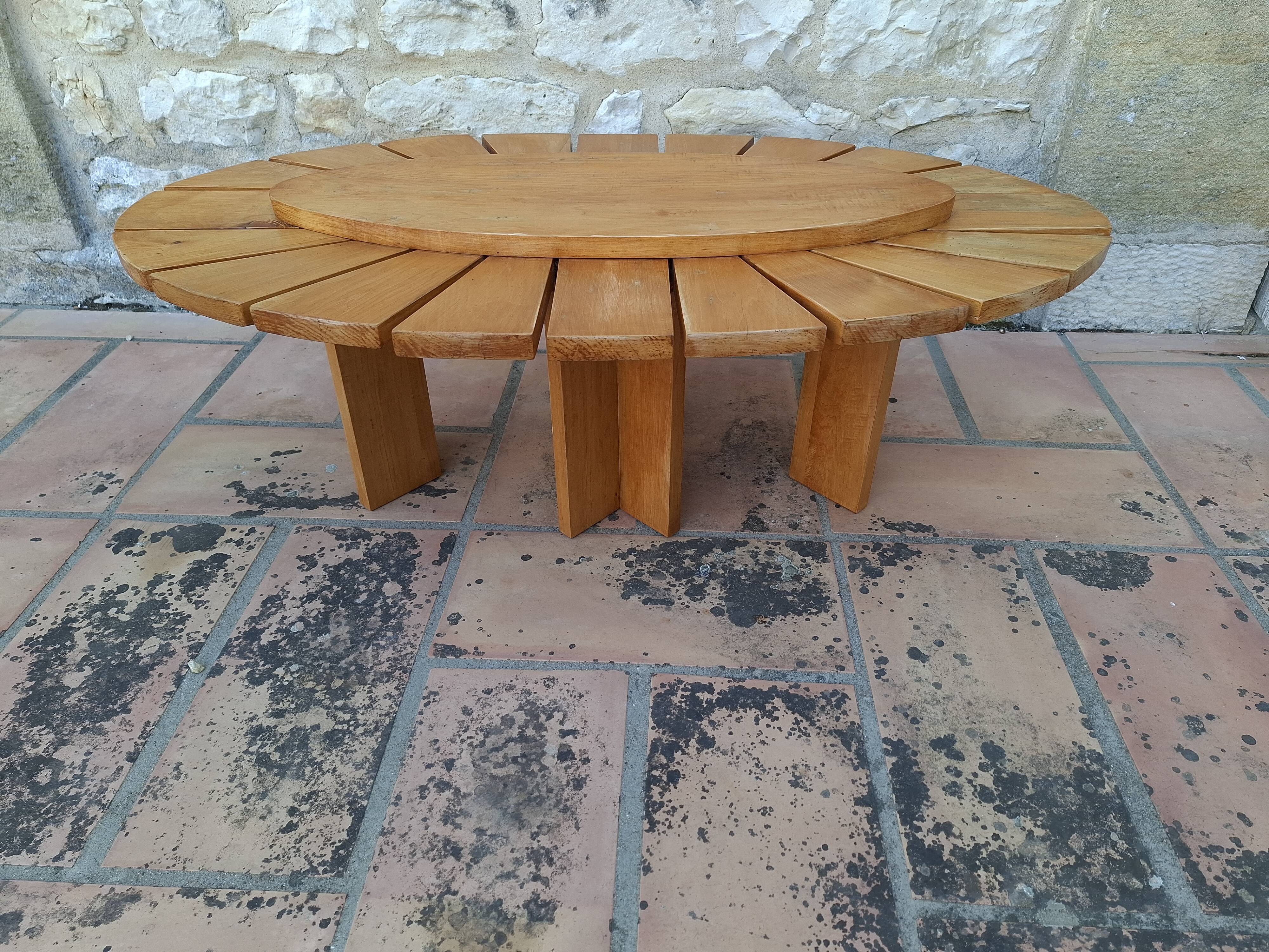Vintage daisy shaped wooden coffee table